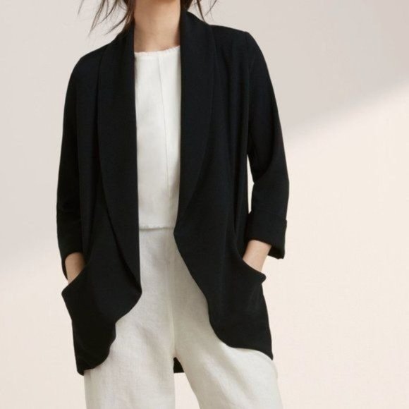 Wilfred Jackets & Blazers - Aritzia Wilfred Chevalier Blazer Jacket Quarter Sleeve Open Front Cardigan Black